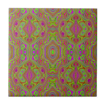 Trippy Retro Chartreuse Magenta Abstract Patroon
