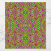 Trippy Retro Chartreuse Magenta Abstract Patroon Wijn Etiket (Enkel label)