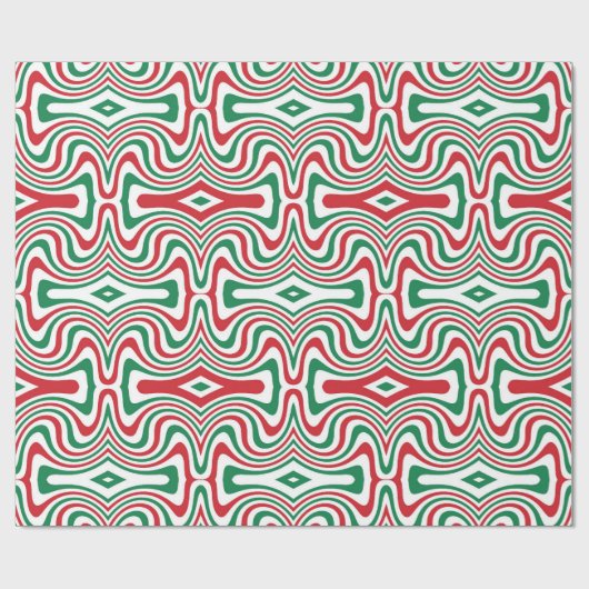 Trippy Retro Groovy Squiggly Kerstpatroon Cadeaupapier (Vlak)