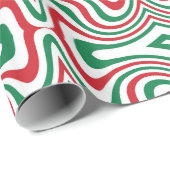Trippy Retro Groovy Squiggly Kerstpatroon Cadeaupapier (Rol Hoek)