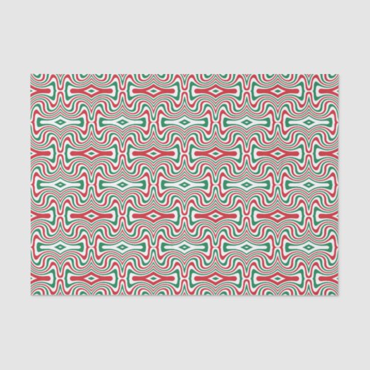 Trippy Retro Groovy Squiggly Kerstpatroon Tissuepapier (Voorkant)