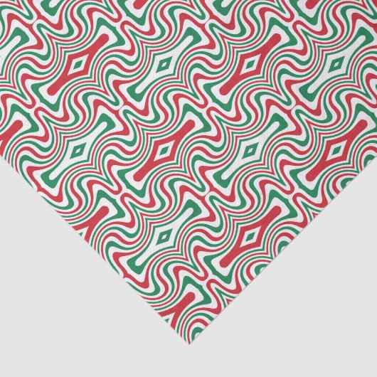 Trippy Retro Groovy Squiggly Kerstpatroon Tissuepapier (Detail)