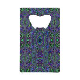 Trippy Retro Koningsblauw en Limietgroen Abstract Creditkaart Flessenopener