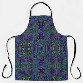 Trippy Retro Koningsblauw en Limietgroen Abstract Schort