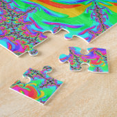 Trippy Retro Levendig Neon Regenboog Fractale Kuns Legpuzzel (Zijkant)