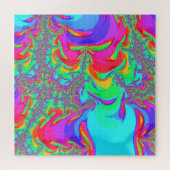 Trippy Retro Levendig Neon Regenboog Fractale Kuns Legpuzzel (Horizontaal)