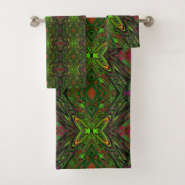 Trippy Retro Limegroene Abstracte Vlinder Bad Handdoek
