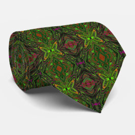 Trippy Retro Limegroene Abstracte Vlinder Stropdas