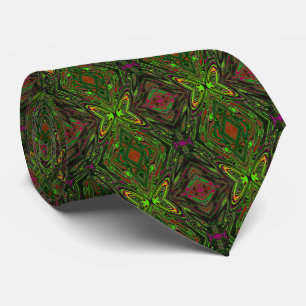 Trippy Retro Limegroene Abstracte Vlinder Stropdas