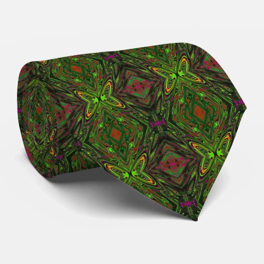 Trippy Retro Limegroene Abstracte Vlinder Stropdas (Opgerold)