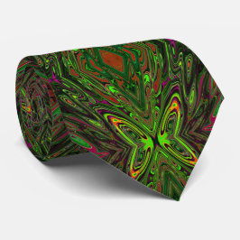 Trippy Retro Limegroene Abstracte Vlinder Stropdas
