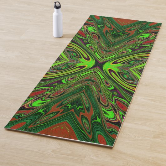 Trippy Retro Limegroene Abstracte Vlinder Yogamat (In situ)