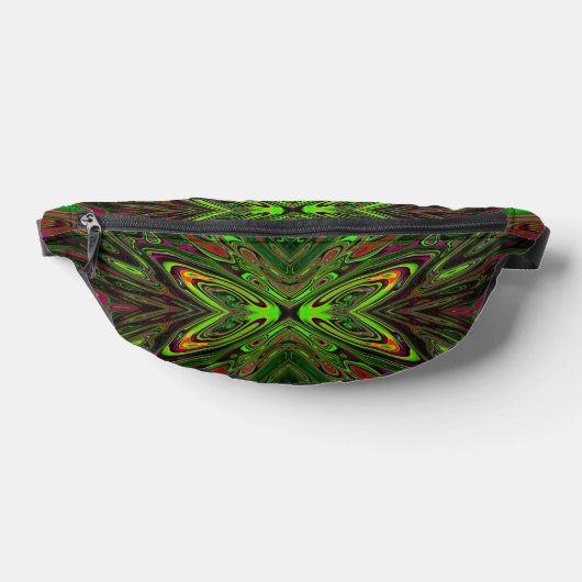 Trippy Retro Limoengroen Abstracte Vlinder Heuptasje (Liggend)