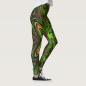 Trippy Retro Limoengroen Abstracte Vlinder Leggings (Rechts)