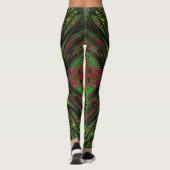 Trippy Retro Limoengroen Abstracte Vlinder Leggings (Achterkant)
