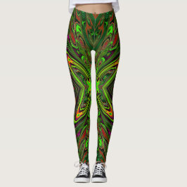 Trippy Retro Limoengroen Abstracte Vlinder Leggings