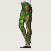Trippy Retro Limoengroen Abstracte Vlinder Leggings (Links)
