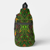 Trippy Retro Limoengroen Abstracte Vlinder Sling Bag (Voorkant)