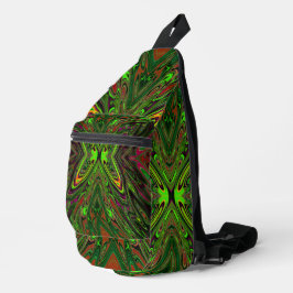 Trippy Retro Limoengroen Abstracte Vlinder Sling Bag