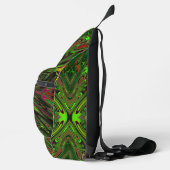 Trippy Retro Limoengroen Abstracte Vlinder Sling Bag (Rechts)