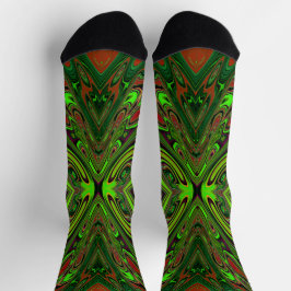 Trippy Retro Limoengroen Abstracte Vlinder Sokken