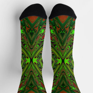Trippy Retro Limoengroen Abstracte Vlinder Sokken