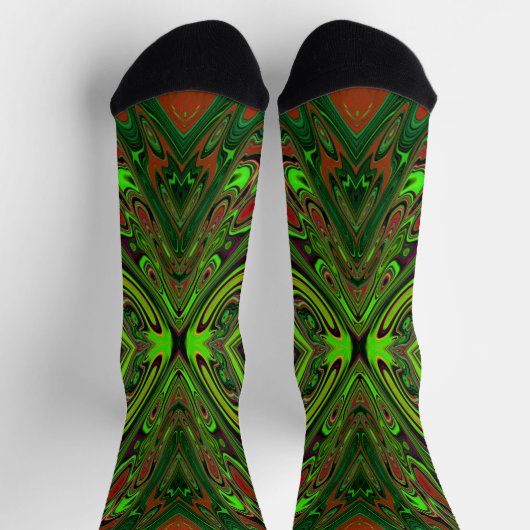 Trippy Retro Limoengroen Abstracte Vlinder Sokken (Top)