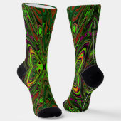 Trippy Retro Limoengroen Abstracte Vlinder Sokken (Gebogen)