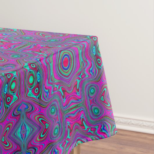 Trippy Retro Magenta, Blauw en Groen Abstract Tafelkleed (Voorbeeld)