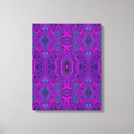 Trippy Retro Magenta en Black Abstract Pattern Canvas Afdruk