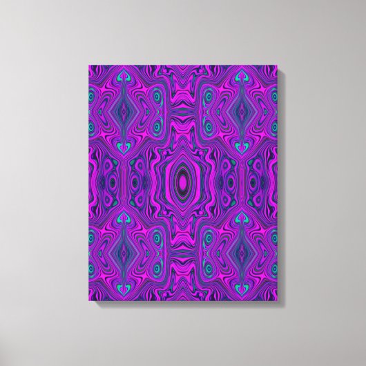 Trippy Retro Magenta en Black Abstract Pattern Canvas Afdruk (Voorkant)