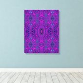 Trippy Retro Magenta en Black Abstract Pattern Canvas Afdruk (Insitu (Houten vloer))