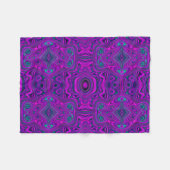 Trippy Retro Magenta en Black Abstract Pattern Fleece Deken (Voorkant (Horizontaal))