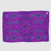 Trippy Retro Magenta en Black Abstract Pattern Golfhanddoek (Horizontaal)