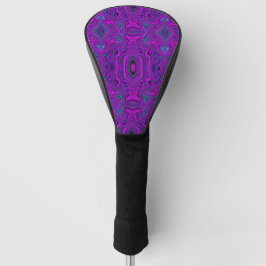 Trippy Retro Magenta en Black Abstract Pattern Golfheadcover