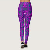 Trippy Retro Magenta en Black Abstract Pattern Leggings (Achterkant)
