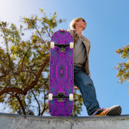 Trippy Retro Magenta en Black Abstract Pattern Persoonlijk Skateboard