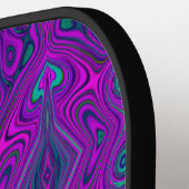 Trippy Retro Magenta en Black Abstract Pattern Pickleball Paddle (Links Detail)