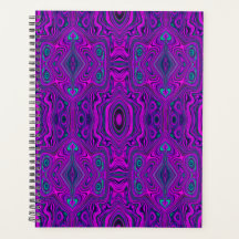 Trippy Retro Magenta en Black Abstract Pattern