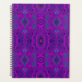 Trippy Retro Magenta en Black Abstract Pattern Planner