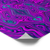 Trippy Retro Magenta en Black Abstract Pattern Poster (Hoek)