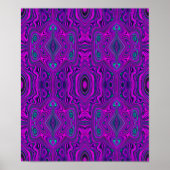 Trippy Retro Magenta en Black Abstract Pattern Poster (Voorkant)