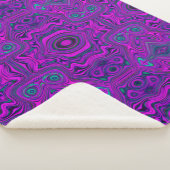 Trippy Retro Magenta en Black Abstract Pattern Sherpa Deken (3/4)