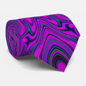 Trippy Retro Magenta en Black Abstract Pattern Stropdas (Opgerold)