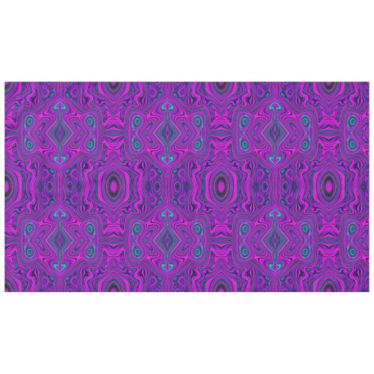 Trippy Retro Magenta en Black Abstract Pattern Tafelkleed (Voorkant (Horizontaal))