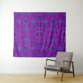 Trippy Retro Magenta en Black Abstract Pattern Wandkleed (In Situ (horizontaal))
