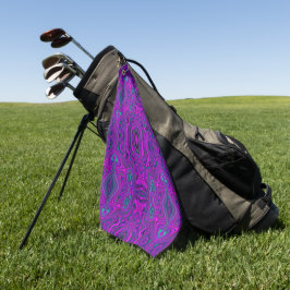 Trippy Retro Magenta en Zwarte Abstract Patroon Golfhanddoek