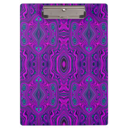 Trippy Retro Magenta en Zwarte Abstract Patroon Klembord
