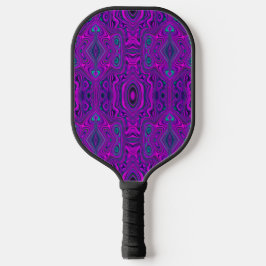 Trippy Retro Magenta en Zwarte Abstract Patroon Pickleball Paddle