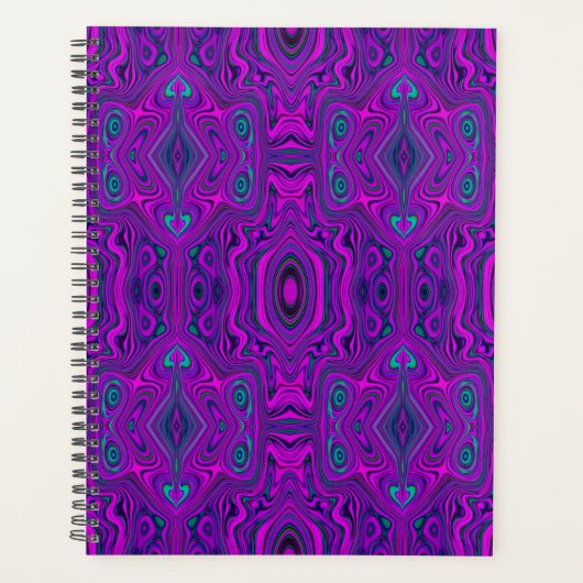 Trippy Retro Magenta en Zwarte Abstract Patroon Planner (Voorkant)